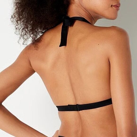 Pink Victoria's Secret Sz XXL Black Push Up Bra Swim Top - Picture 11 of 11